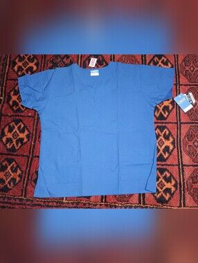 Crest Scrub Top Womens Blue Nursing Vet Medical Uniform Short Sleeve 2XL NWT